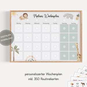 Plano semanal Montessori para crianças personalizado "Safari" / plano de rotina para crianças / rotina diária / download digital para imprimir