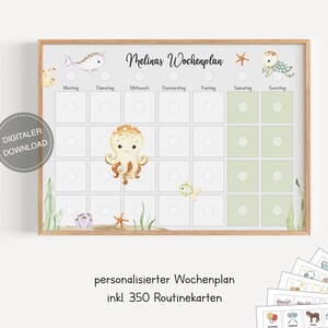Plano semanal montessori para crianças personalizado "Animais marinhos" / plano de rotina para crianças / rotina diária / download digital para imprimir