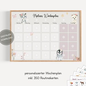Plano semanal Montessori para crianças personalizado "Pinguim" / plano de rotina para crianças / rotina diária / download digital para imprimir