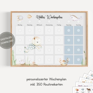 Plano semanal montessori para crianças personalizado "Animais marinhos" / plano de rotina para crianças / rotina diária / download digital para imprimir