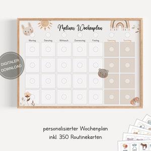 Plano semanal Montessori para crianças personalizado "BOHO" / plano de rotina para crianças / rotina diária / download digital para imprimir
