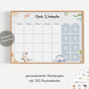 Plano semanal Montessori para crianças personalizado "Dinossauros" / Plano de rotina para crianças / Rotina diária / Download digital para imprimir