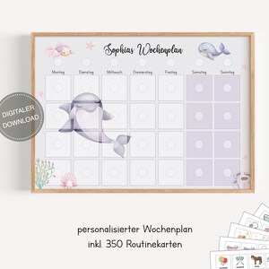 Plano semanal montessori para crianças personalizado "Animais marinhos" / plano de rotina para crianças / rotina diária / download digital para imprimir