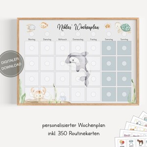 Plano semanal montessori para crianças personalizado "Animais marinhos" / plano de rotina para crianças / rotina diária / download digital para imprimir