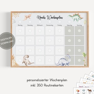 Plano semanal Montessori para crianças personalizado "Dinossauros" / Plano de rotina para crianças / Rotina diária / Download digital para imprimir