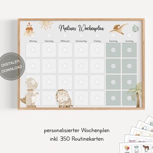 Plano semanal Montessori para crianças personalizado "Dinossauros" / Plano de rotina para crianças / Rotina diária / Download digital para imprimir
