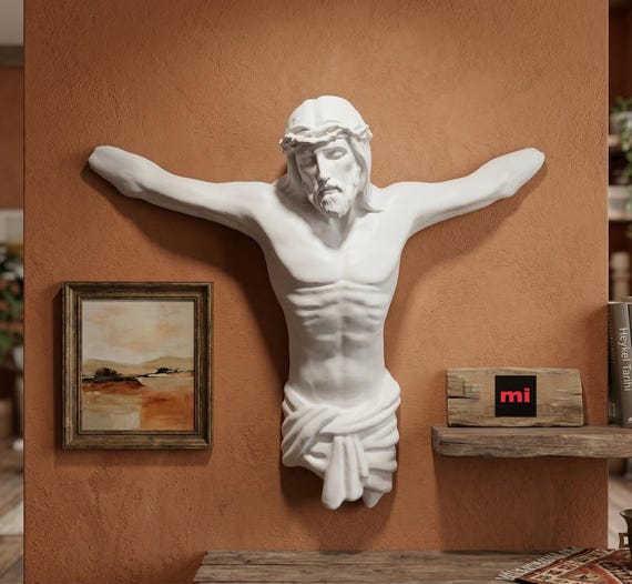 3D Jesus Wall Sculpture, Emerging Christ Wall Art, Christian Home Decor, Religious Wall Relief, Cast Stone Jesus Statue, Catholic Gift