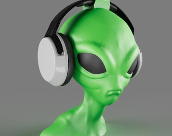 Alien Headphone Stand, 3d Printed Alien, Gaming Room Decor,  Hat/Coat/Hip Hop/Music Gaming/Gamers!
