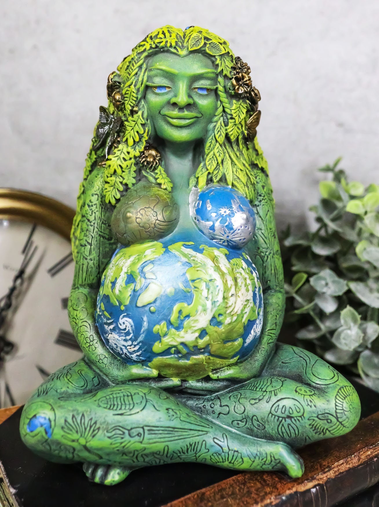Millennial Gaia Mother Earth Goddess Resin Art Statue Figurine Altar Home Decor 