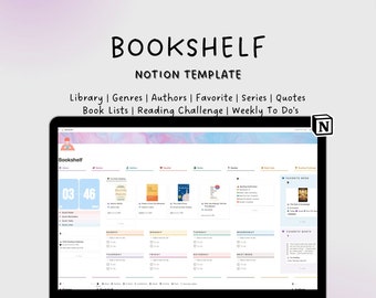 Bücherregal Konzept Vorlage | Notion Reading Journal Template | Buch Tracker | Buch Journal | Lese-Tracker | Leseplaner