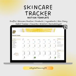 Skincare Tracker Notion Template, Skincare Manager Notion, Skincare Routine Planner, Notion Skincare Template, Notion Planner Beauty Tracker