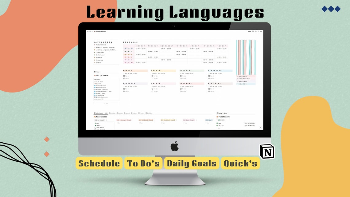 Learning Language Notion Template | Notion Learning Template | Notion ...