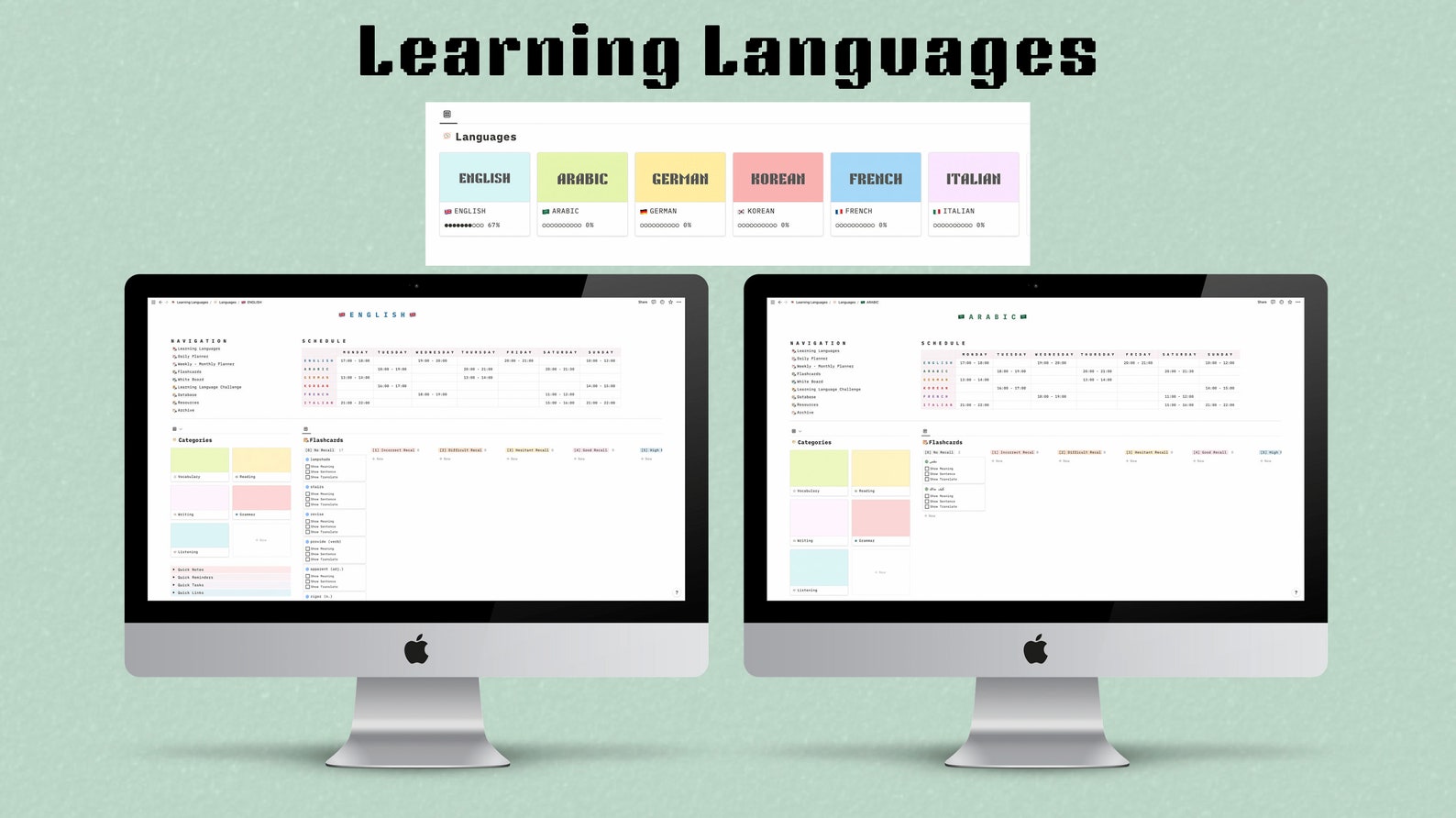 Learning Language Notion Template Notion Learning Template Etsy