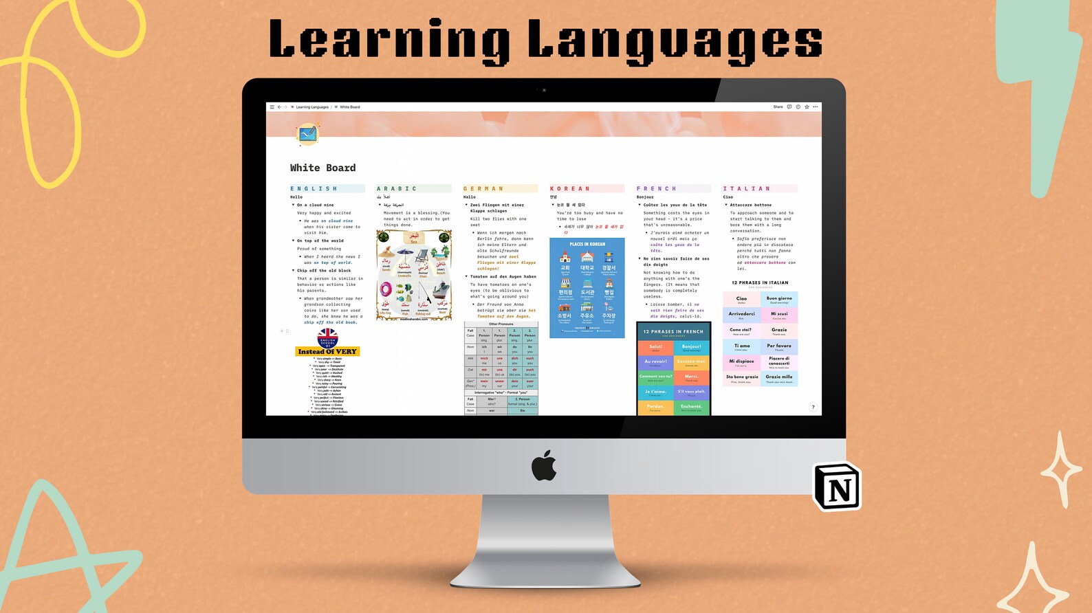Learning Language Notion Template | Notion Learning Template | Notion ...