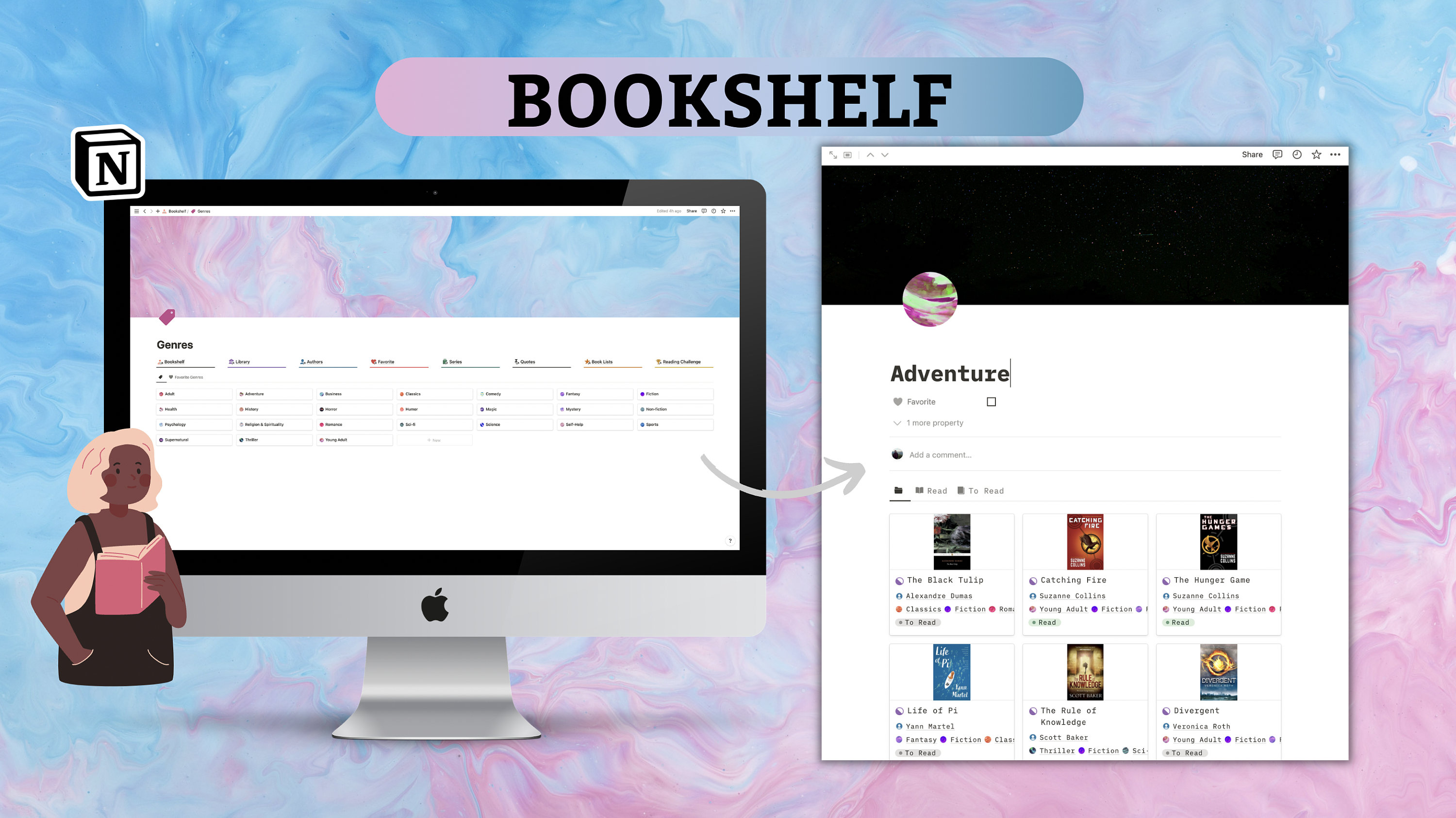 Bookshelf Notion Template Notion Reading Journal Template Book Tracker