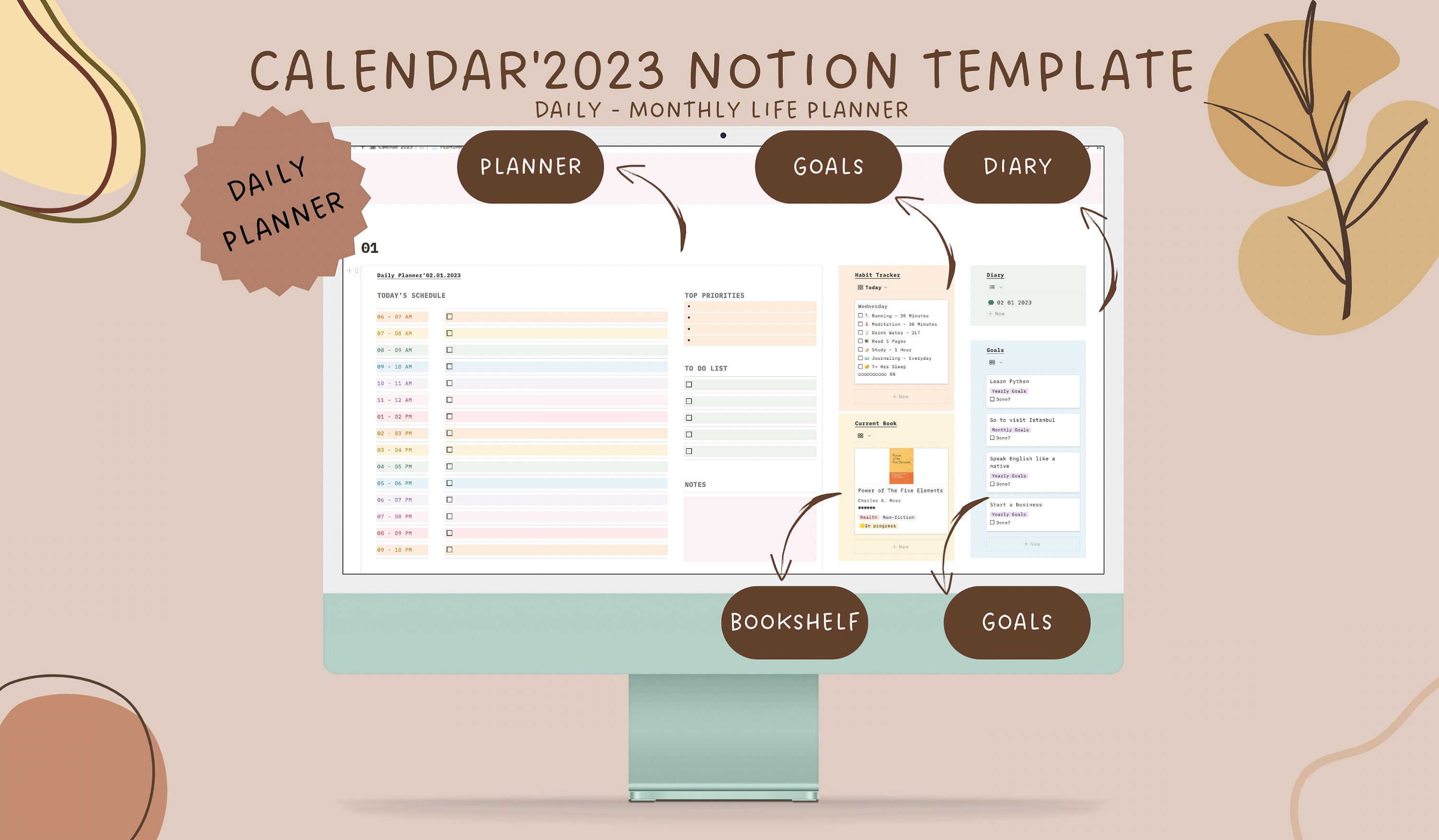 Calendar'2023 Notion Template Notion Calendar Template Etsy Calendar'2023 Notion Template Notion Calendar Template Etsy