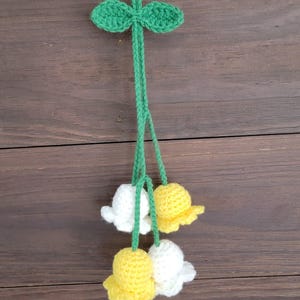 Ready to Ship Car Hanger, Crochet Lily Carhanger, Car Charms, Vehicle Accessories, Rear view Mirror Charm, Boho Decor, Flower Car Decoration