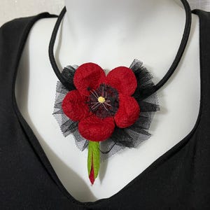 Poppy Flower Silk Cocoon Design Adjustable Necklace