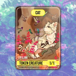 MTG White Cat Token with Lifelink(Set of 2)