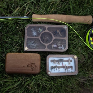 Personalized Engraved Fly Fishing Box, Walnut Wood Tackle, Fishing Gifts  For Men, Fathers Day Gift, Groomsman