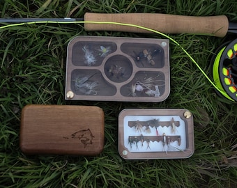 Personalized Engraved Fly Fishing Box, Walnut Wood Tackle, Fishing Gifts For Men, Fathers Day Gift, Groomsman