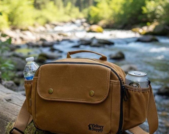 Waxed Canvas Fly Fishing Bag: Shoulder & Hip Pack with Fly Storage