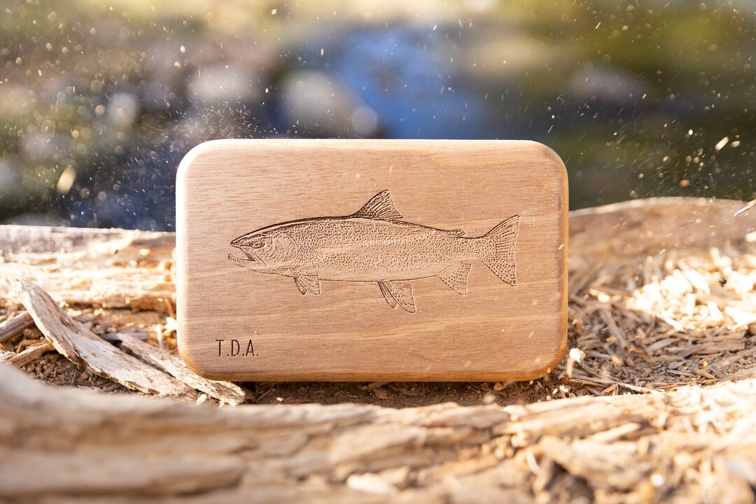 Personalized Fly Fishing Box, Hand Made, Hard Wood Fly Tackle, Engraved