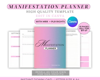 Digitales Manifestations-Journal, Manifestations-Arbeitsbuch, undatierter Planer, Dankbarkeits-Journal | Manifestiere Deine Träume | Gesetz der Anziehung