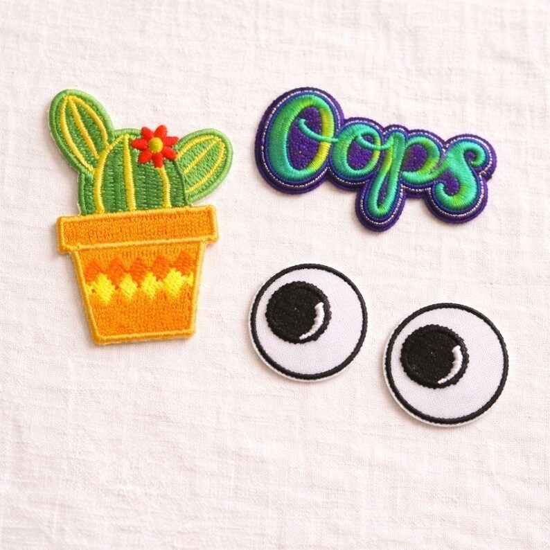 Vintage Oops Patch Set, Prickly Cactus Eyes Y2K Patchcore, DIY Gen Z ...