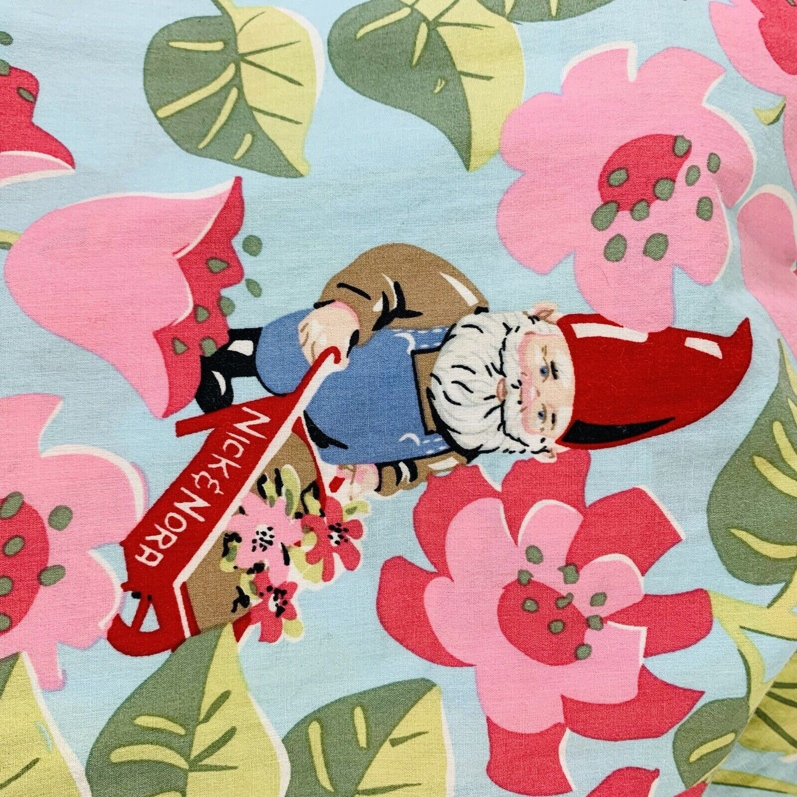VTG Nick Nora Spring Pajama Set Sz 2XL Floral Garden Gnome