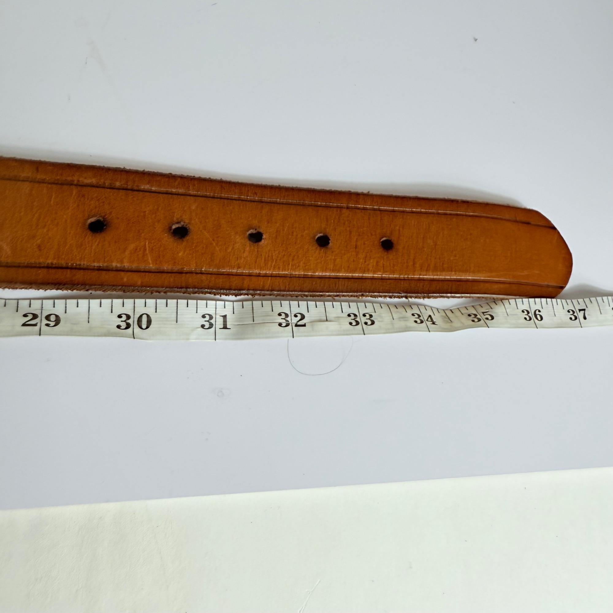Old Navy Leather Belt Size S Floral Brass Buckle Cognac  display picture 3