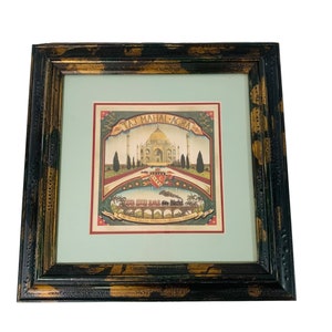 VTG Taj Mahal India Art Print By Richard Henson 16&#39;x16&quot; Framed Railway Wall Art
