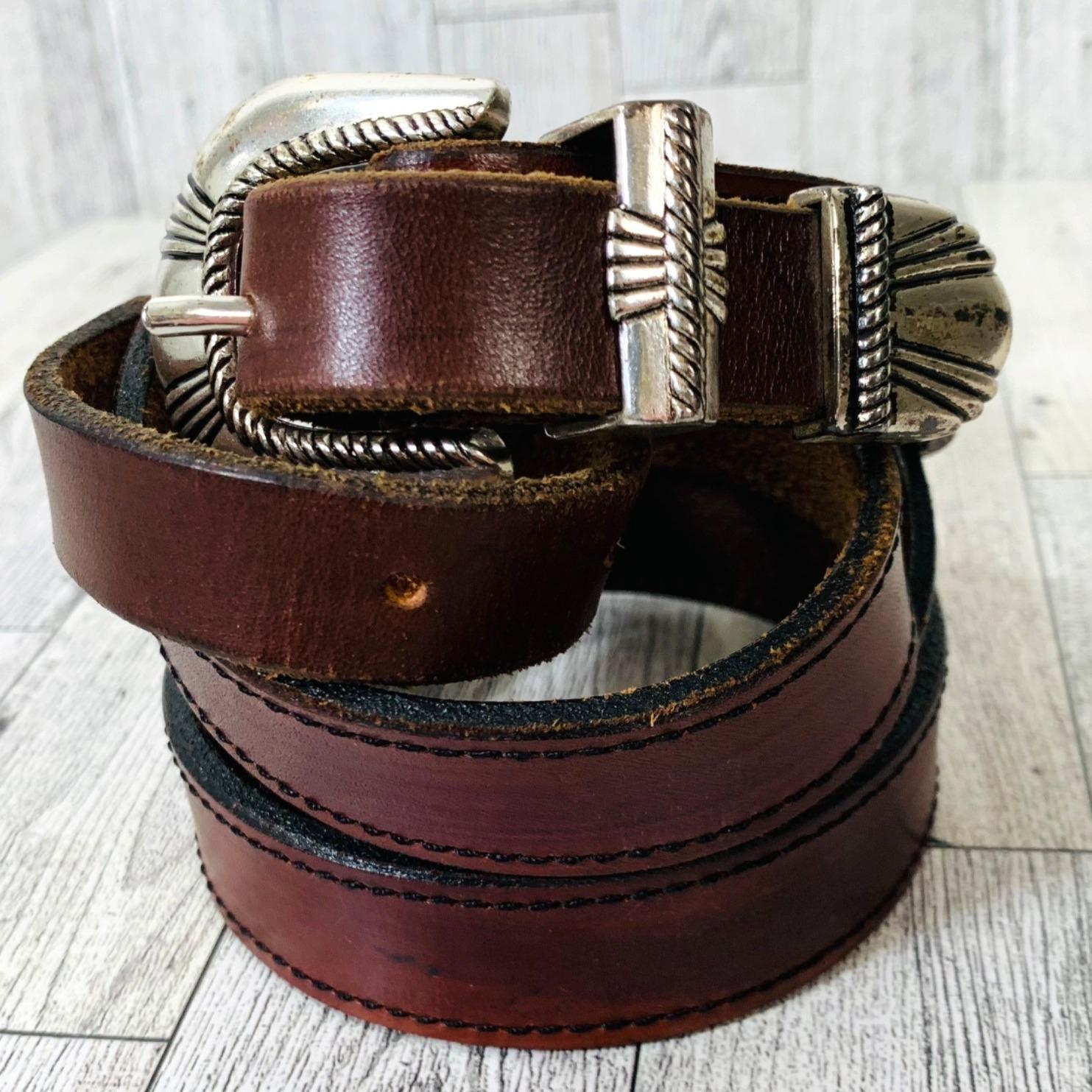 Rare A.I. Womens Southwestern Double Belt Size XL Brown  display picture 2