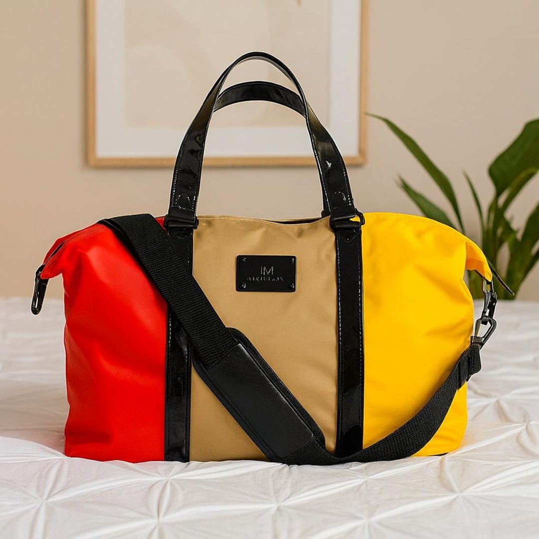 JM New York Colorblock Duffle Bag, Retro 80s Style Travel Tote