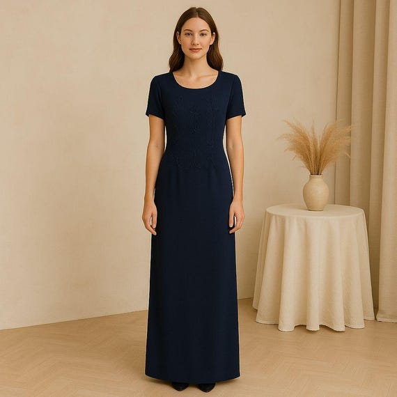 Vintage R&M Richards by Karen Kwong Maxi Dress, Size 8 Blue Beaded Lined  Formal Gown, Elegant Evening Embroidered Special Occasion Wedding - Etsy  Ireland