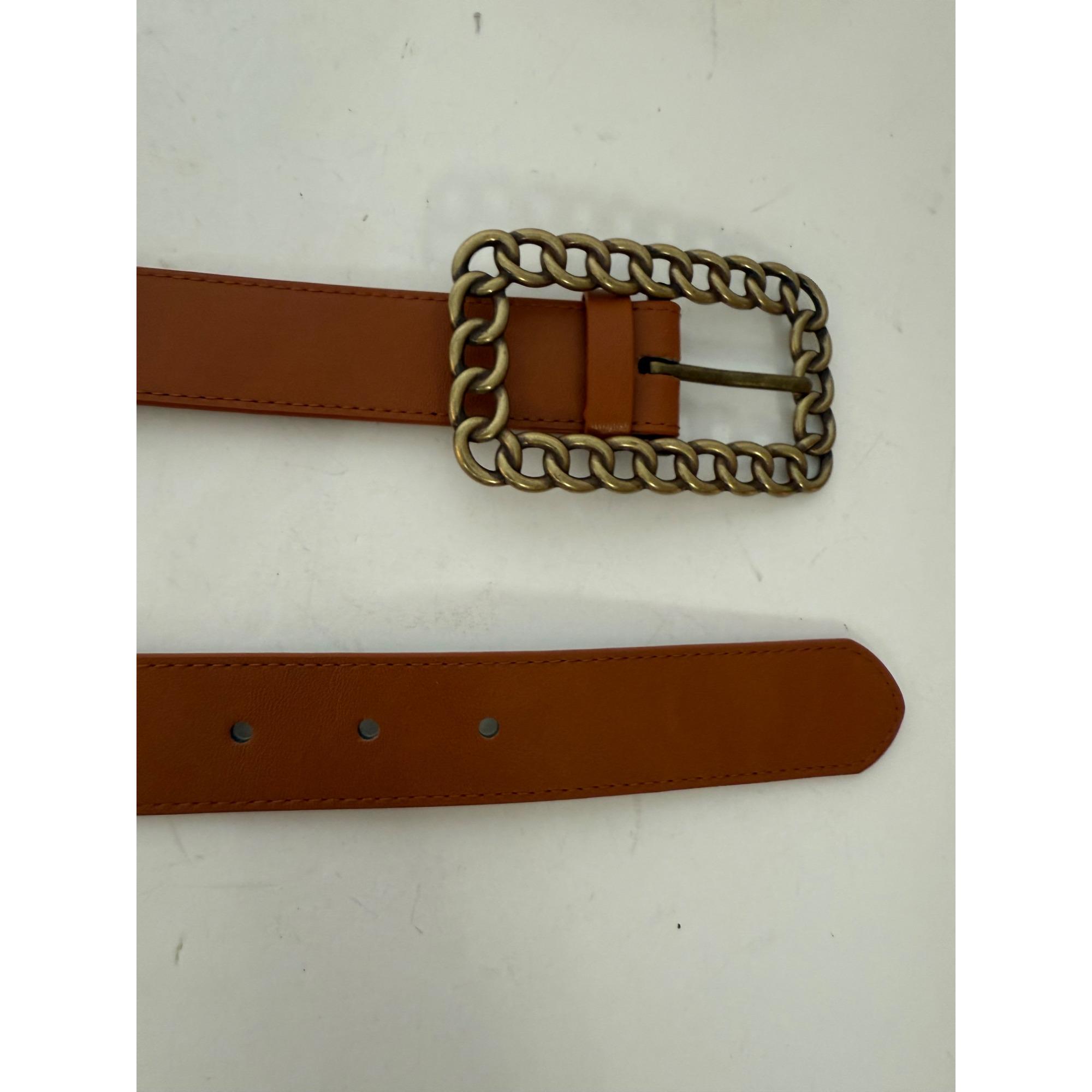 Lodis Brown Leather Belt With Chain Detail Buckle, Genuine  display picture 2