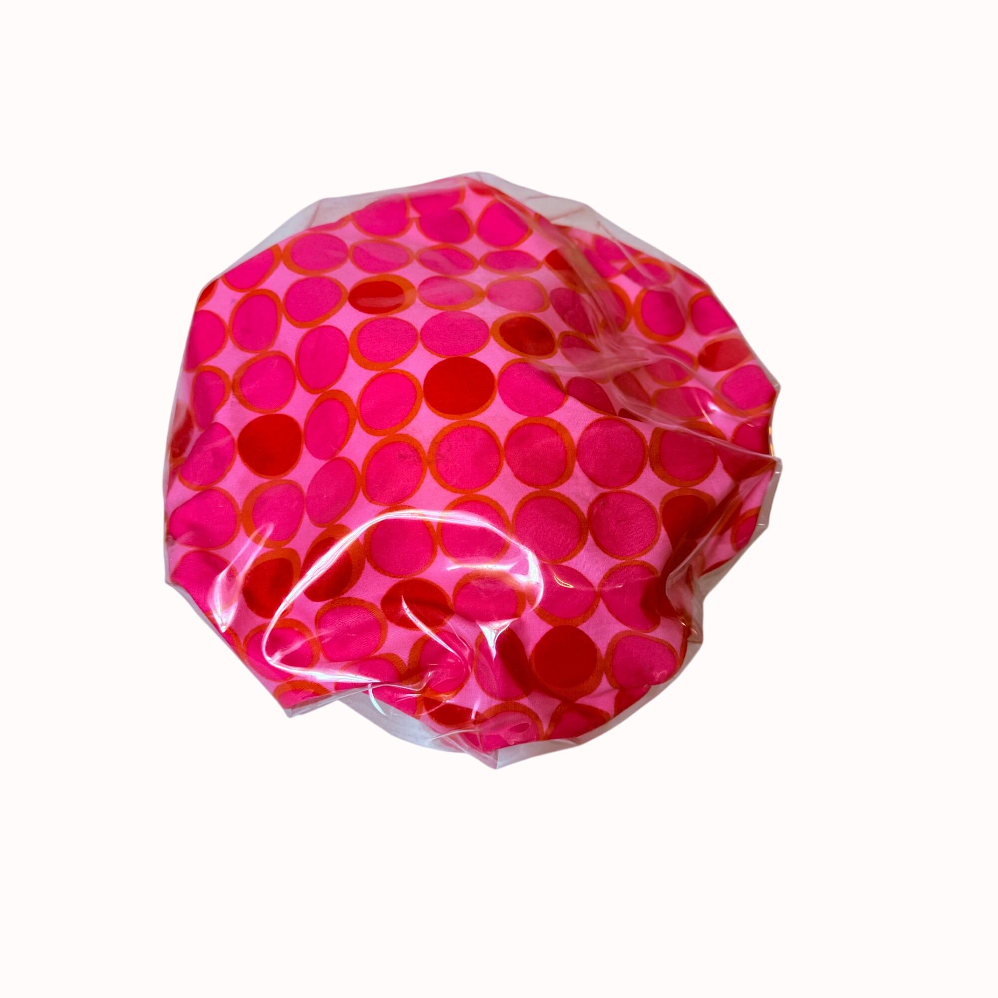 Vintage Vinyl Shower Cap Pink Polka Dot, Retro 1960s  display picture 2