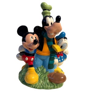Disney Mickey and Friends Cookie Jar Goofy Donald Duck Pluto Ceramic Vintage 3D 360 Collectible 64205 Kitchen Decor Nostalgic Classic Iconic