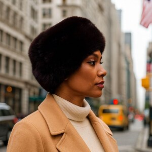 Luxurious Brown Vintage Winter Faux Fur Hat Couture Mink Fur Hat, 1960s Vintage Winter Hat, York  main image 4