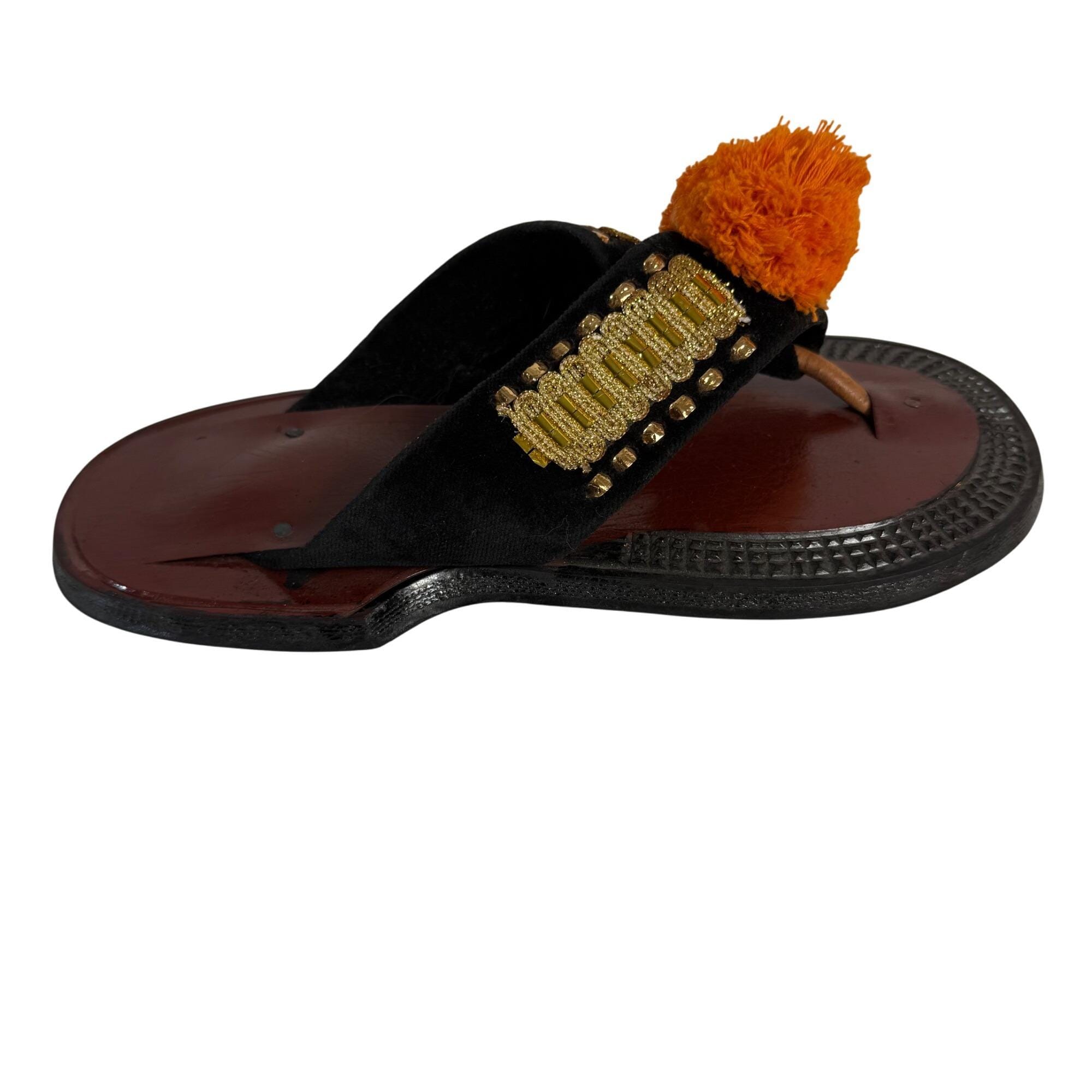 Ahenema Slippers African Royal Thong Sandals Mens Size EU 42 Red Gold Suede Ahenema slippers for royals???? Call/WhatsApp us on  main image 4