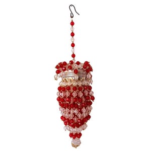Cascading Beaded Christmas Ornament: Boho Chic Tea Ball Fan Pull