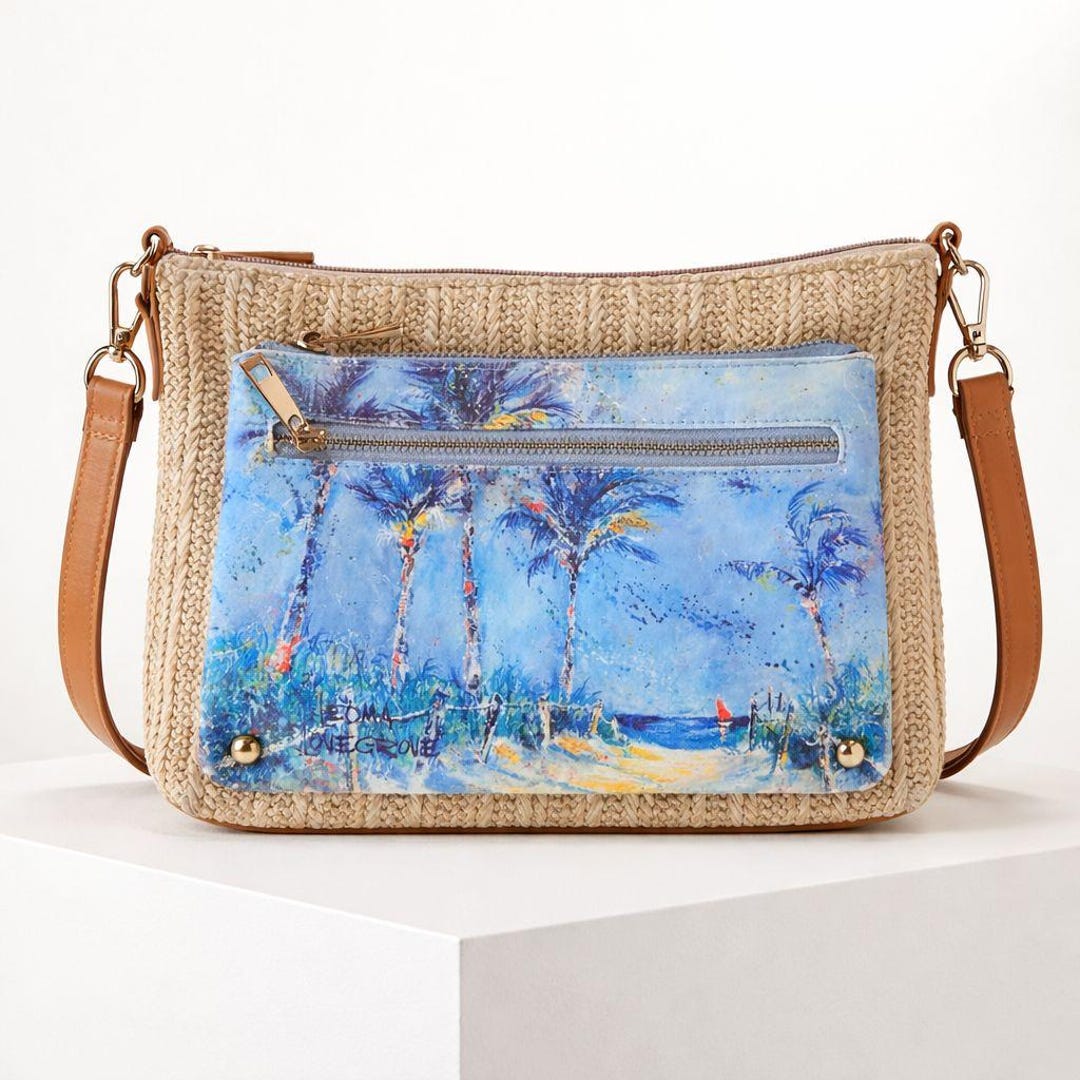 Tropical Vibe Straw Crossbody Bag, Ocean Beach Resort Purse, Florida ...