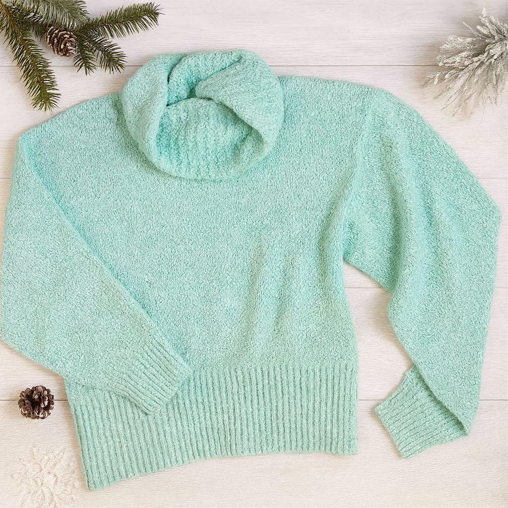 Vintage Jason Maxwell 80s Cowl Neck Sweater Size L, Pastel Mint