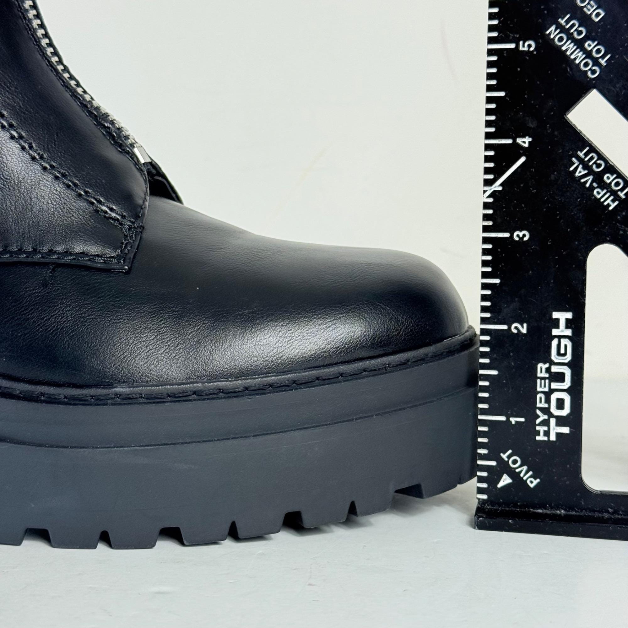 Arizona 80s Style Edgy Black Platform Ankle Boots, Rugged Chunky