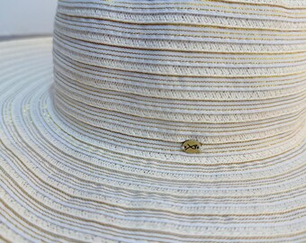 Betmar Beach Wide Brim Sun Hat Ivory UPF 50 Floppy Vintage  display picture 2