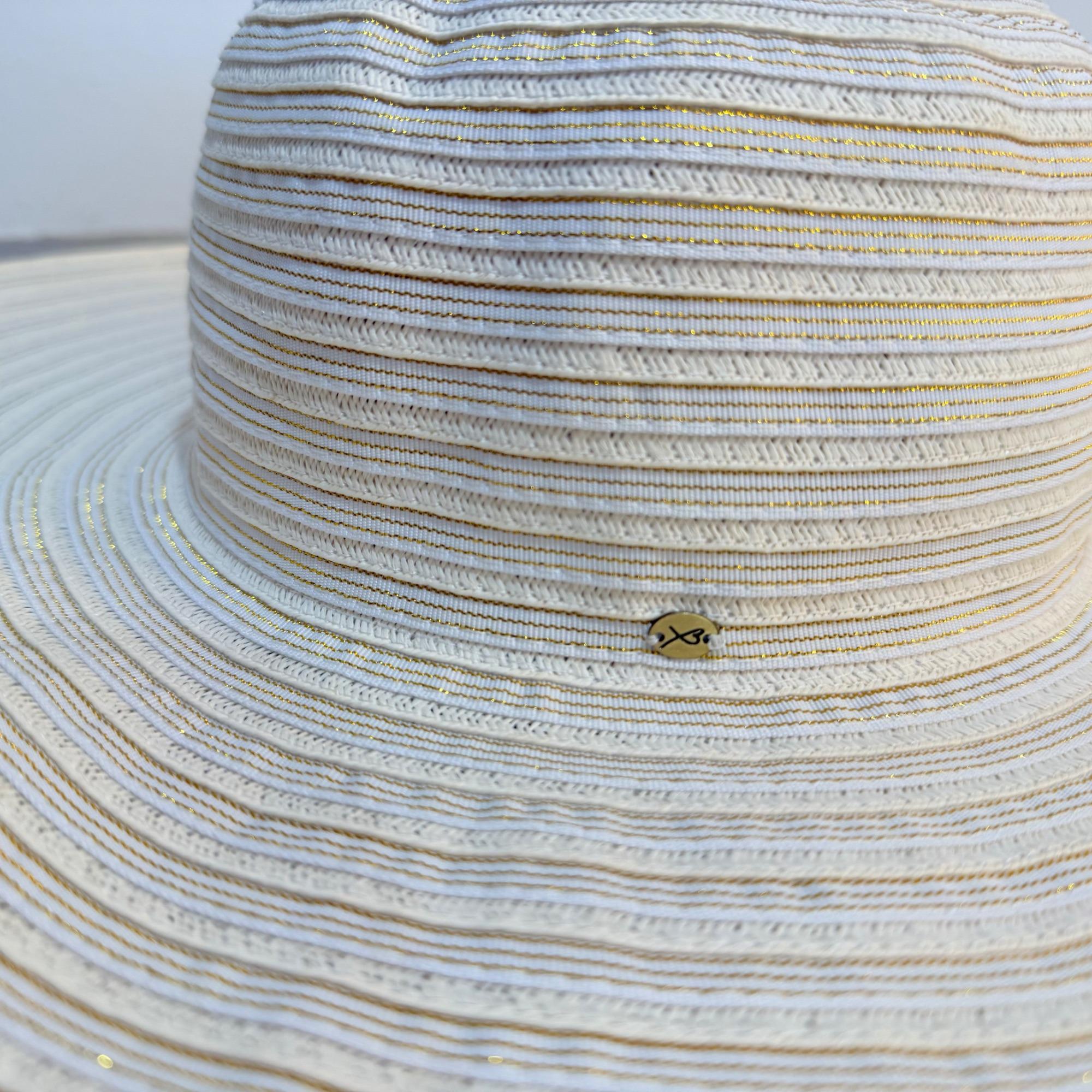 Betmar Beach Wide Brim Sun Hat Ivory UPF 50 Floppy Vintage 