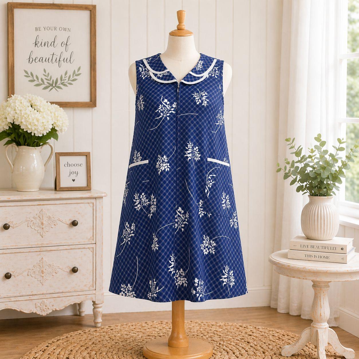 blue floral day dress Girls Dress White Collar Gray Navy Blue Plaid Checks School Uniform Kids –  Sunny Fashion
