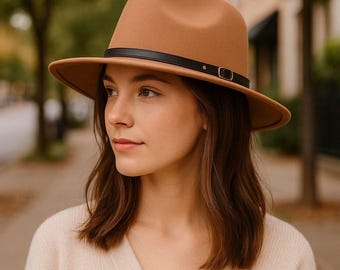 Womens Wide-Brim Beige Felt Hat with Braided Band ASN Beige Wide Brim Wool Felt Hat with Braided Band for  main image 4