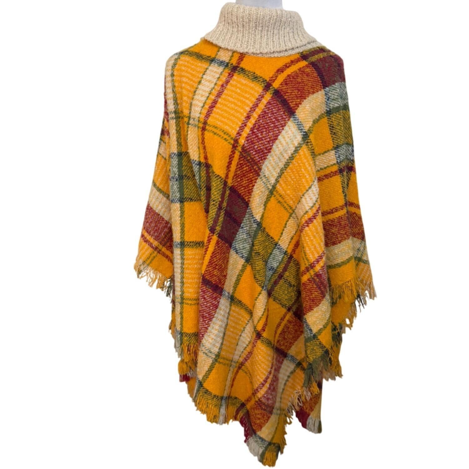 Ruggine Marigold Hippie Tunic Poncho Vintage Chic Aspen Cape Plaid