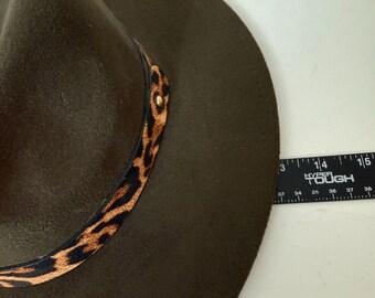 COG New York Brown Rancher Hat Leopard Band Wide Brim Fedora Style Adjustable COG New York Brown Rancher Hat With Leopard Band, Wide Brim  main image 4